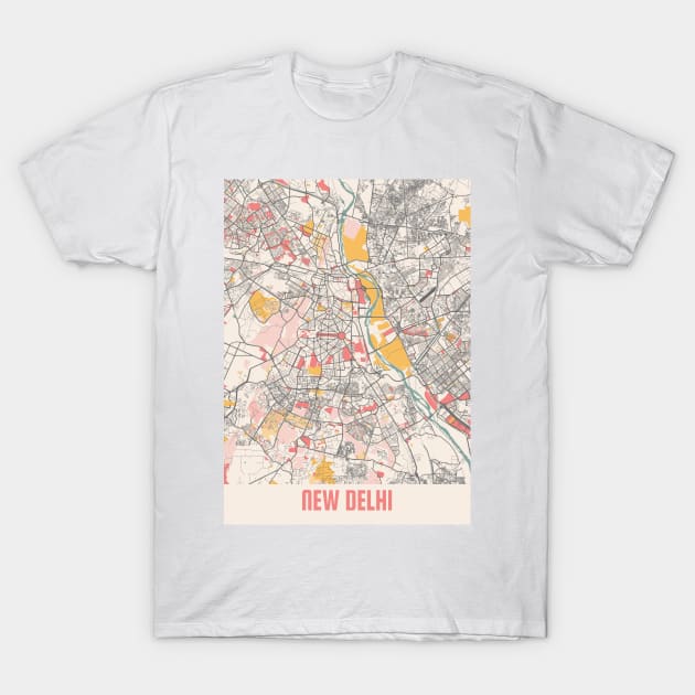 New Delhi - India Chalk City Map T-Shirt by tienstencil